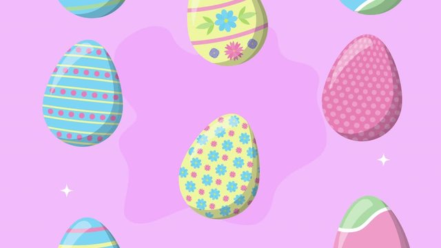 happy easter animated card with eggs painted