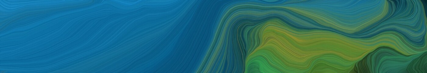 landscape orientation graphic with waves. modern soft swirl waves background design with teal blue, teal and dark olive green color