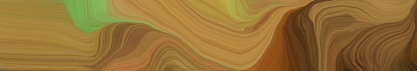 wide colored banner background with sienna, chocolate and very dark green color. curvy background design