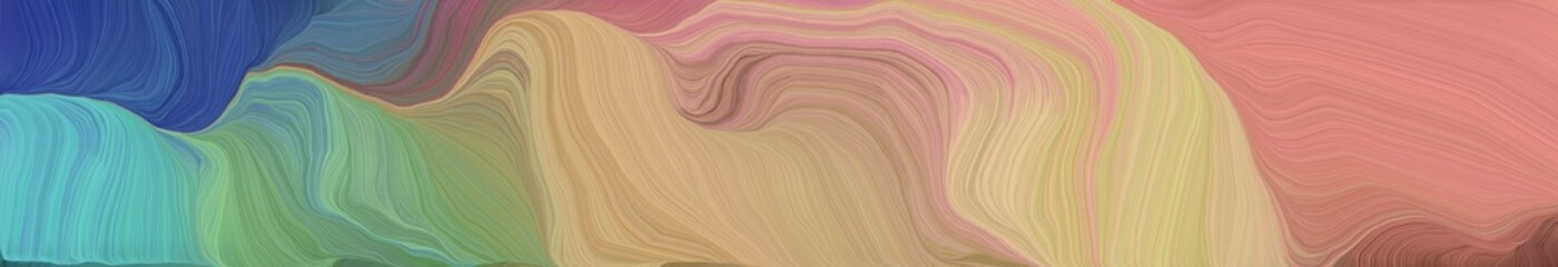 landscape banner with waves. modern soft curvy waves background illustration with rosy brown, teal blue and gray gray color