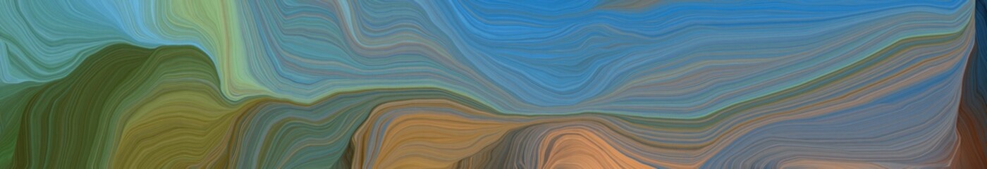 beautiful wide colored banner with slate gray, dark olive green and steel blue color. contemporary waves design