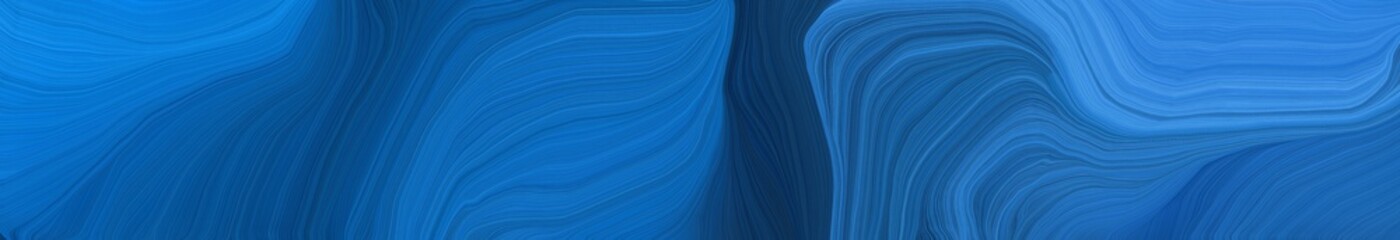 wide colored banner with waves. modern soft curvy waves background design with strong blue, dodger blue and midnight blue color