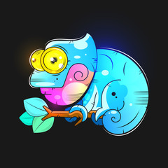 Chameleon Vector Illustration Suitable For Greeting Card, Poster Or T-shirt Printing.