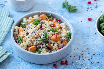 Fall Kale, Butternut Squash Pumpkin, Pomegranate and Quinoa Salad