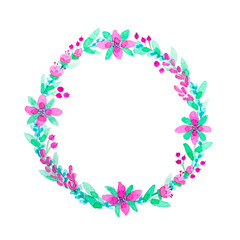 Floral Wreath In Watercolor