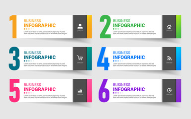 Modern Infographics steps template with rectangle banner.	