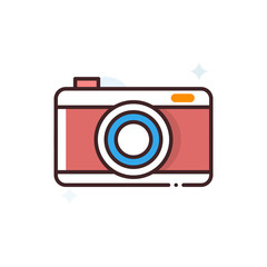 Camera Vector Icon Filled Outline Style Illustration.