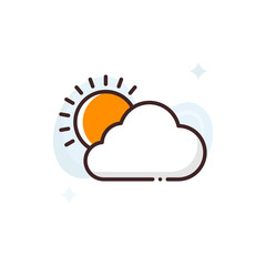 Cloudy Day Vector Icon Filled Outline Style Illustration.