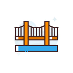 Thomas Bridge Vector Icon Filled Outline Style Illustration.