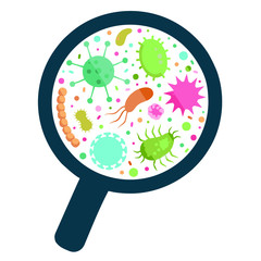 microbes under the microscope on a white background