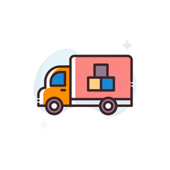 Delivery Van Vector Icon Filled Outline Style Illustration.