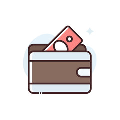 Wallet Vector Icon Filled Outline Style Illustration.