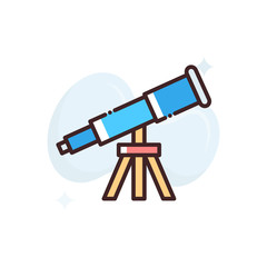 Telescope Vector Icon Filled Outline Style Illustration.