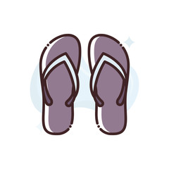 Flip Flop Vector Icon Filled Outline Style Illustration.