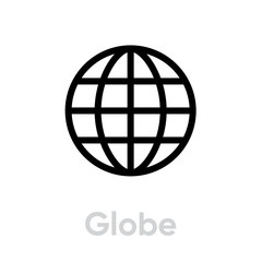 Globe earth icon. Editable line vector. Simple isolated single sign.