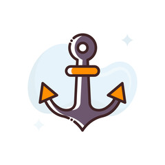 Anchor Vector Icon Filled Outline Style Illustration.
