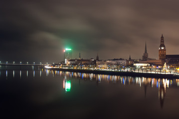 Fototapeta premium Riga city embankment in the evening