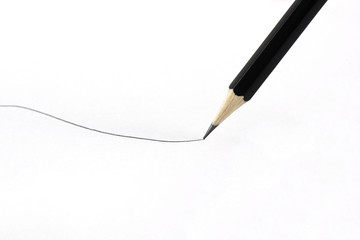 Pencil drawing a line: Concept, end of the line, Space for text