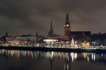 Fototapeta na wymiar Riga, Latvia, panorama of the city in the evening