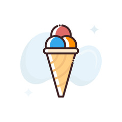 Ice Cream Vector Icon Filled Outline Style Illustration.
