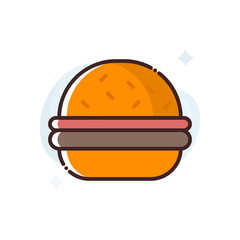 Burger Vector Icon Filled Outline Style Illustration.