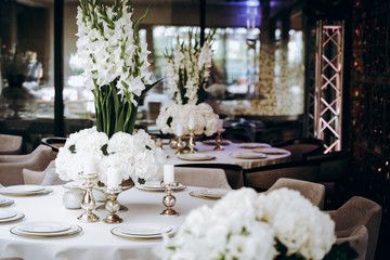 festive interior with pastel wedding decorations