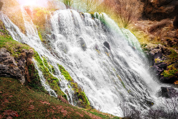 Beautiful Shaki waterfall in Armenia