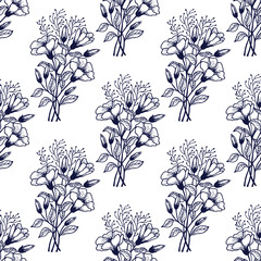 Seamless pattern of bouquets of flowers. EPS10 vector illustration.