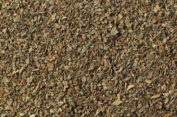 Basil dried spice background and texture