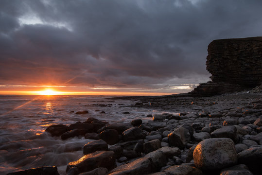 Sunset Over Sea At Nash Point