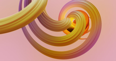 Abstract colorful orange and pink pastel swirl, natural curve art background. Curved and wavy pattern with Candy texture and subsurface scattering. 3D render