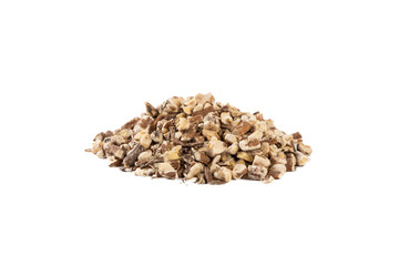 dandelion root or in latin Taraxaci radix heap of isolated on white background. medicinal healing herbs. herbal medicine. alternative medicine