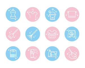 cleaning, domestic hygiene icons set domestic hygiene block color style icon