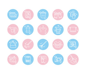 cleaning, domestic hygiene icons set domestic hygiene block color style icon