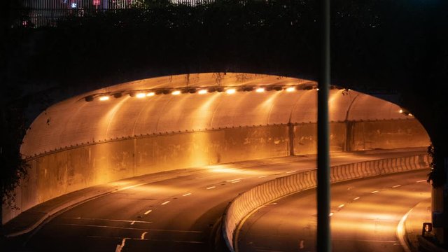 anta Monica Freeway Tunnel Below Pier Arch Night Time Lapse
