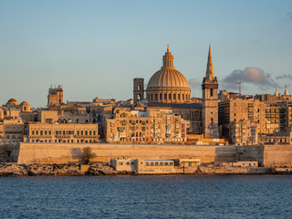 Fototapeta na wymiar Typical and famous skyline of Valletta - the capital city of Malta - travel photography