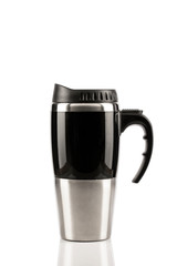 black coffee mug isolated on white background