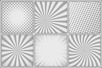 Vector comic book page template with different backgrounds. Pop art style © Anna