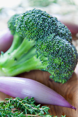 Brocoli - green vegetable in the kichen -  close-up.