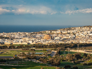 Fototapeta na wymiar Amazing view over Mosta and Valletta from Mdina - travel photography