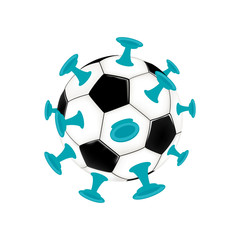 Obraz premium Soccer ball coronavirus infection. Cancellation of football events and soccer matches. 2019-nCoV. 2020. Icon. Isolated