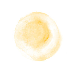Yellow watercolor isolated brush. Beautiful yellow circle brush