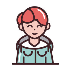 avatar woman female character portrait cartoon line and fill style icon