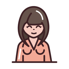 avatar woman female character portrait cartoon line and fill style icon