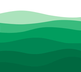 green water with waves in different tones or mountains of a landscape - digital flat design background view from above