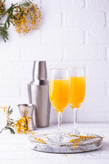 Mimosa cocktail with orange juice