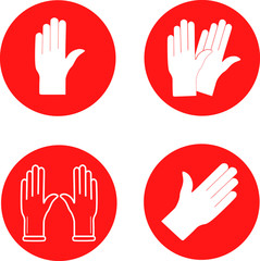 Set of medical gloves vector icons. Protective rubber gloves icon for infographic, website or app. Latex hand protection sign. Housework cleaning equipment symbol.