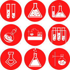 Set of chemical test tube pictogram icon. Laboratory glassware or beaker equipment. Experiment flasks. Trendy modern vector. Simple flat illustration. Glass chemical, laboratory flasks for science lab