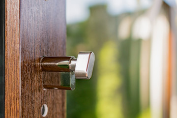 Fragment of a plastic door during installation