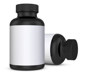 Realistic 3D Bottle Mock Up Template on White Background.3D Rendering 